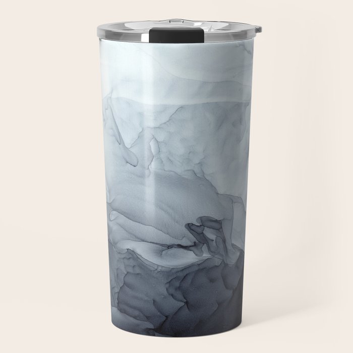 Gray Black Gradient Flowing Abstract Painting Travel Mug Gallery Image 1