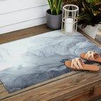 Gray Black Gradient Flowing Abstract Painting Outdoor Rug Gallery Image 2