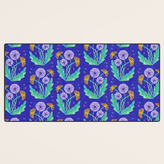 Dandelion Florals on Blue Desk Mat Gallery Image 3