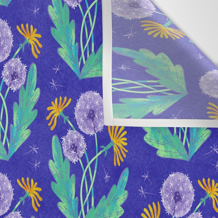 Dandelion Florals on Blue Wall Tapestry Gallery Image 3
