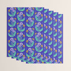 Dandelion Florals on Blue Wrapping Paper Gallery Image 3