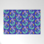 Dandelion Florals on Blue Welcome Mat Gallery Image 1