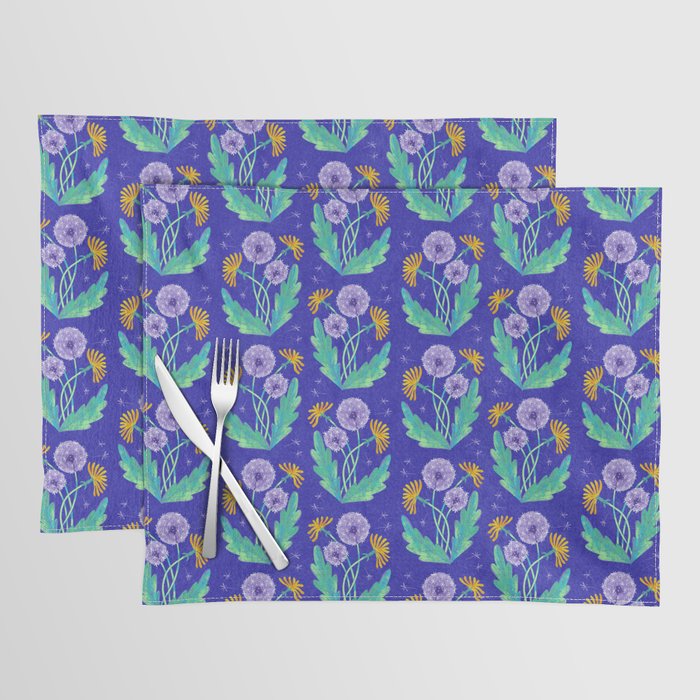 Dandelion Florals on Blue Placemat Gallery Image 1