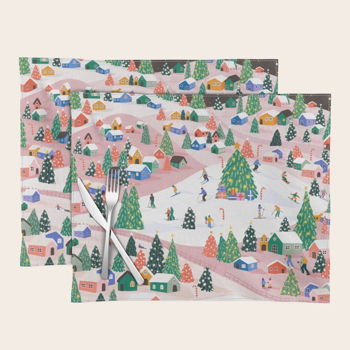 Snowy Mountain Town  A Winter Wonderland Placemat Gallery Image 1
