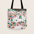 Snowy Mountain Town  A Winter Wonderland Tote Bag Gallery Image 1