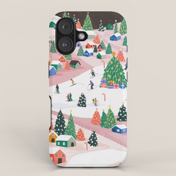 Snowy Mountain Town  A Winter Wonderland iPhone Case Gallery Image 1