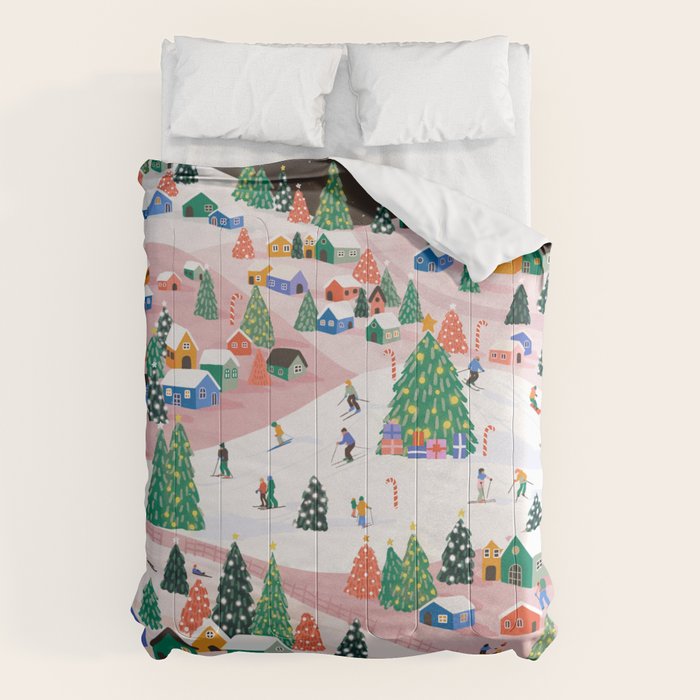 Snowy Mountain Town  A Winter Wonderland Comforter Gallery Image 1