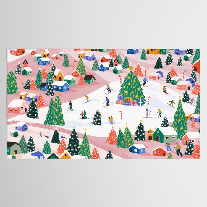 Snowy Mountain Town  A Winter Wonderland Tablecloth Gallery Image 2