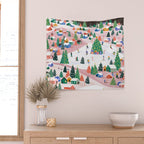 Snowy Mountain Town  A Winter Wonderland Wall Tapestry Gallery Image 2