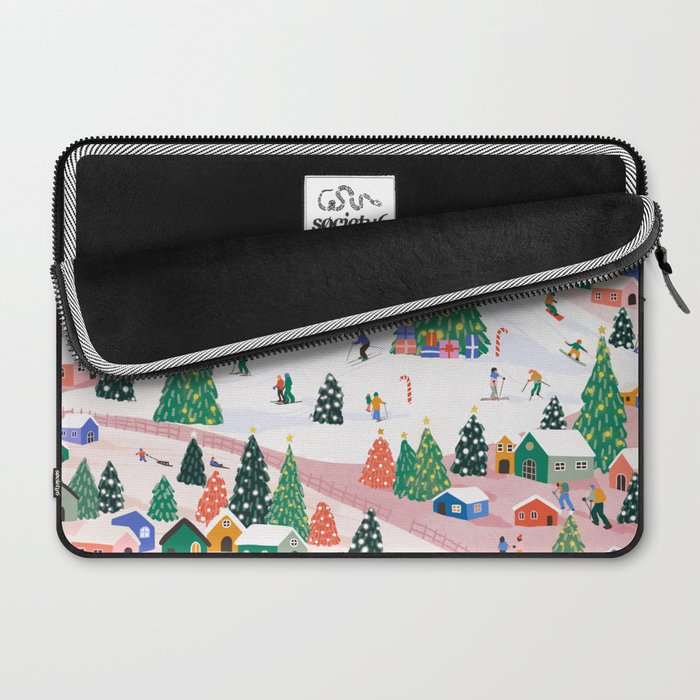 Snowy Mountain Town  A Winter Wonderland Laptop Sleeve Gallery Image 2