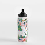 Snowy Mountain Town  A Winter Wonderland Water Bottle Gallery Image 2