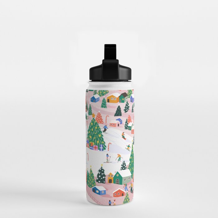 Snowy Mountain Town  A Winter Wonderland Water Bottle Gallery Image 2