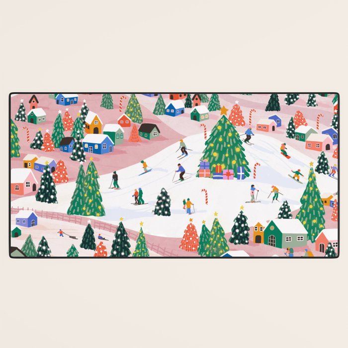 Snowy Mountain Town  A Winter Wonderland Desk Mat Gallery Image 3
