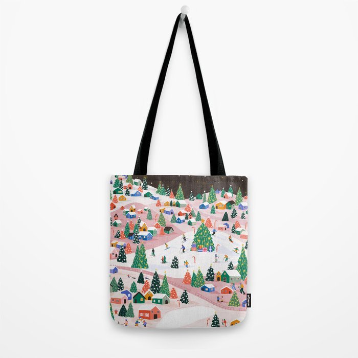 Snowy Mountain Town  A Winter Wonderland Tote Bag Gallery Image 2
