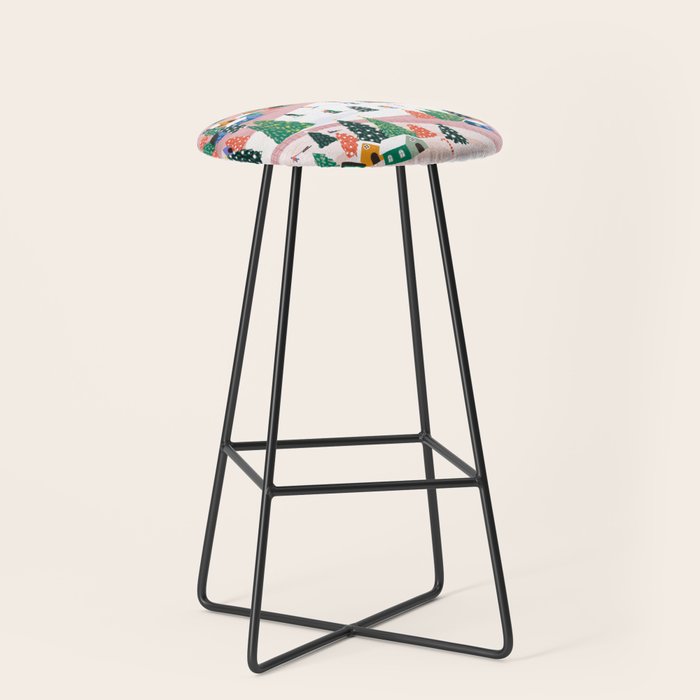 Snowy Mountain Town  A Winter Wonderland Stool Gallery Image 1