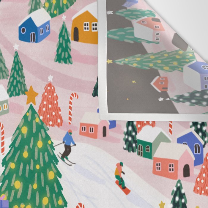 Snowy Mountain Town  A Winter Wonderland Wall Tapestry Gallery Image 3