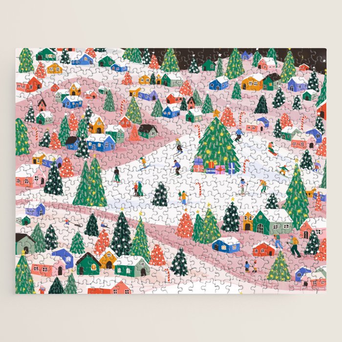 Snowy Mountain Town  A Winter Wonderland Jigsaw Puzzle Gallery Image 1
