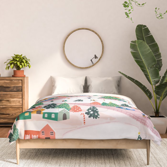 Snowy Mountain Town  A Winter Wonderland Comforter Gallery Image 3