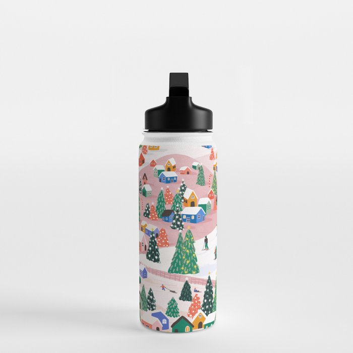 Snowy Mountain Town  A Winter Wonderland Water Bottle Gallery Image 3