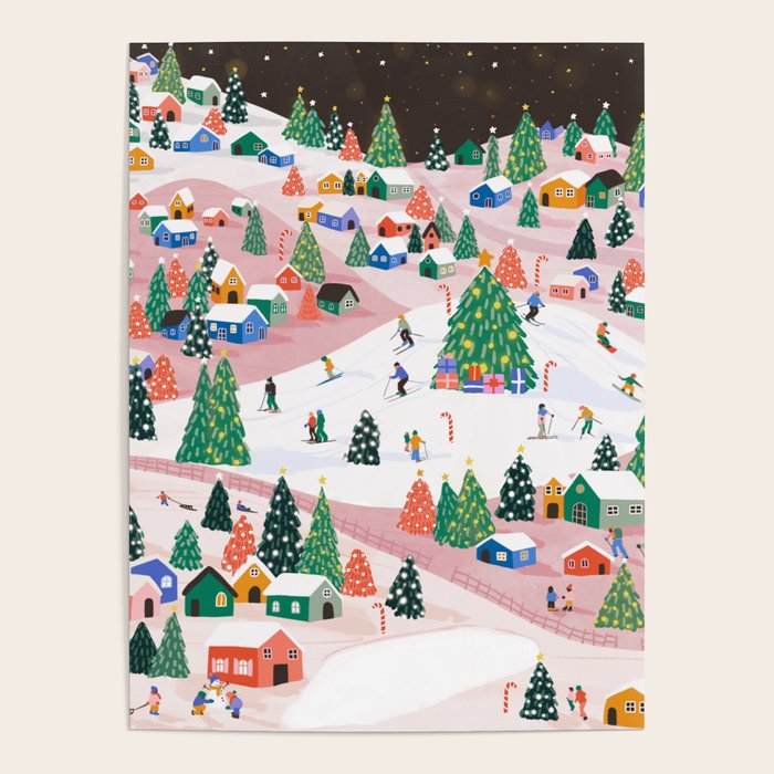 Snowy Mountain Town  A Winter Wonderland Poster Gallery Image 1