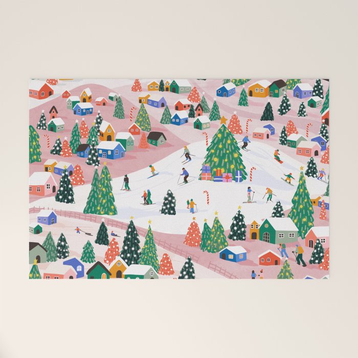 Snowy Mountain Town  A Winter Wonderland Welcome Mat Gallery Image 1