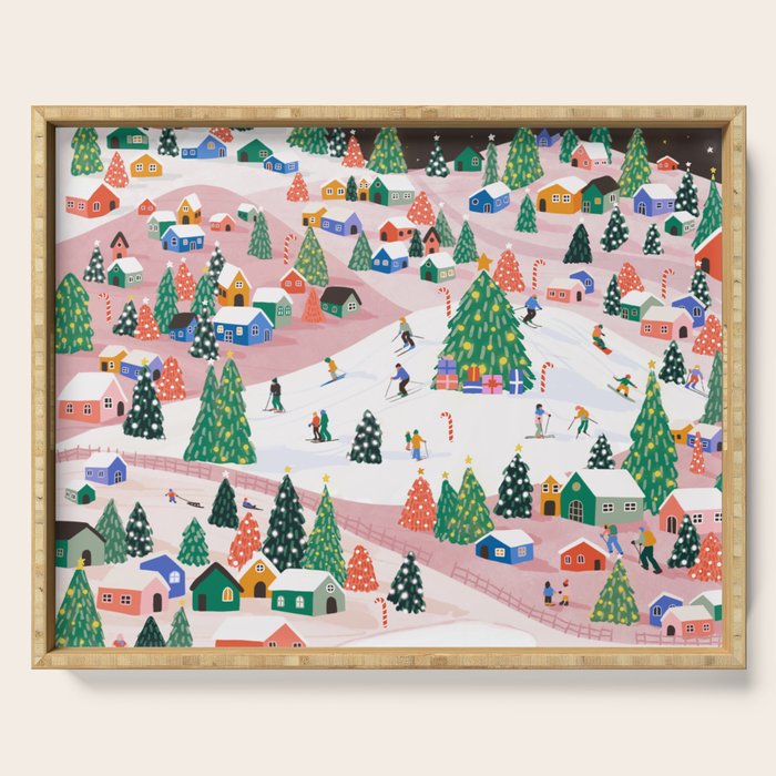 Snowy Mountain Town  A Winter Wonderland Serving Tray Gallery Image 1