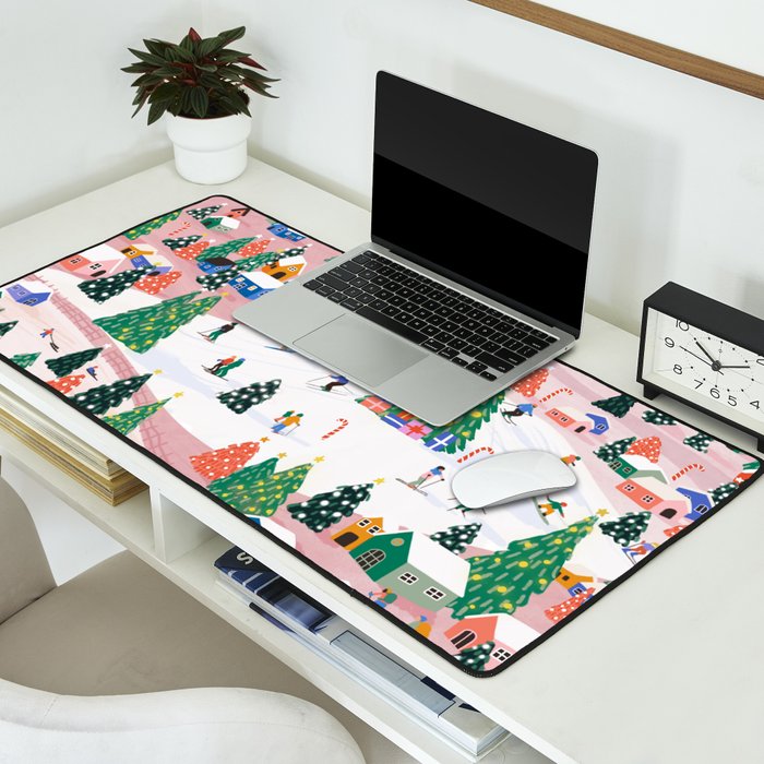 Snowy Mountain Town  A Winter Wonderland Desk Mat Gallery Image 2