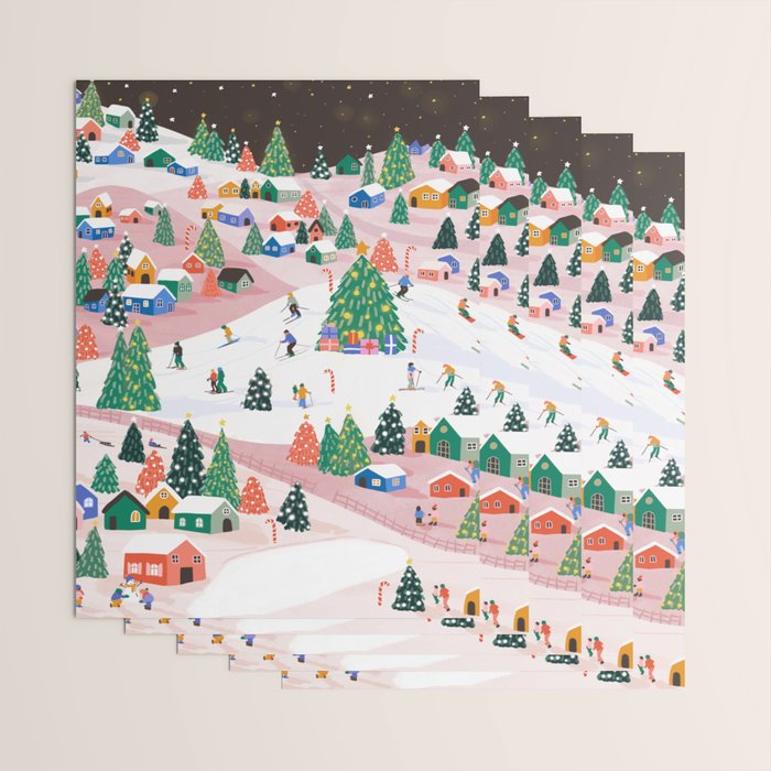 Snowy Mountain Town  A Winter Wonderland Wrapping Paper Gallery Image 3