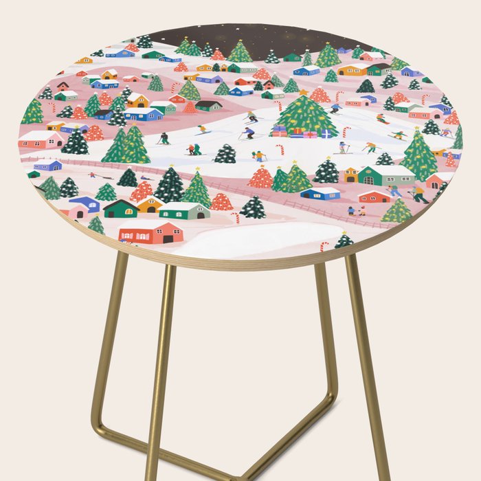 Snowy Mountain Town  A Winter Wonderland Side Table Gallery Image 2