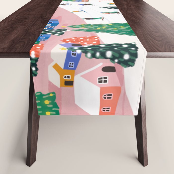 Snowy Mountain Town  A Winter Wonderland Table Runner Gallery Image 1