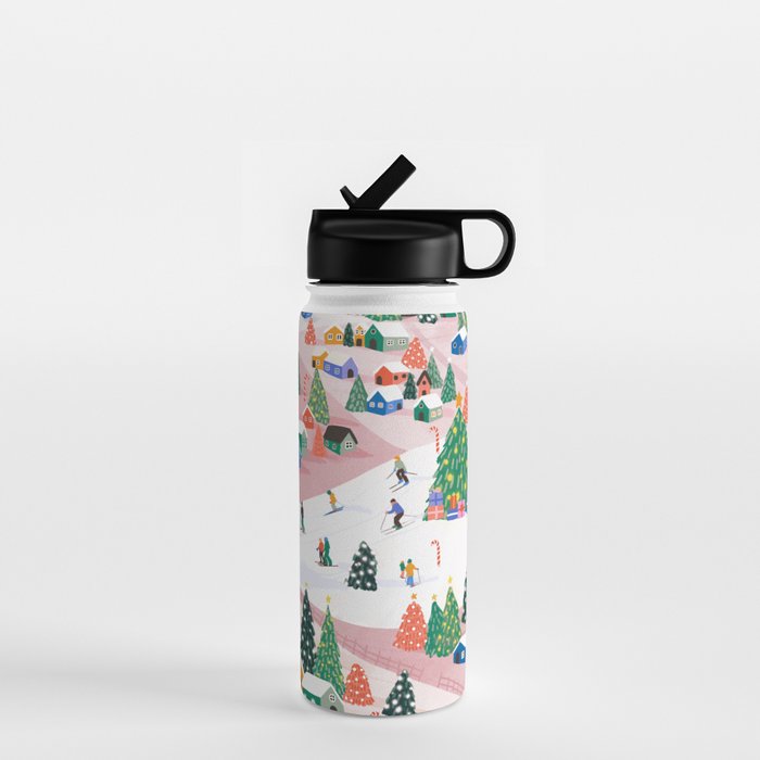 Snowy Mountain Town  A Winter Wonderland Water Bottle Gallery Image 1