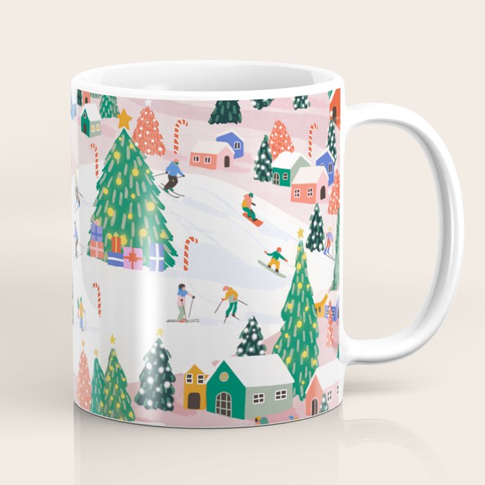 Snowy Mountain Town  A Winter Wonderland Coffee Mug Gallery Image 1