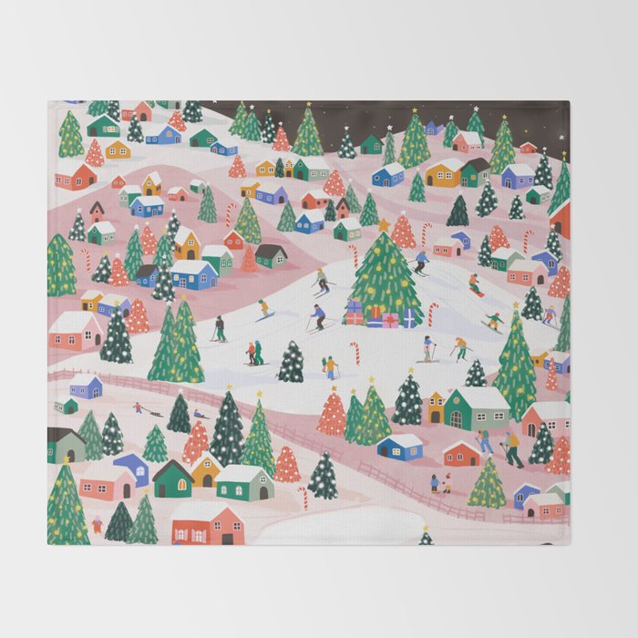 Snowy Mountain Town  A Winter Wonderland Throw Blanket Gallery Image 2