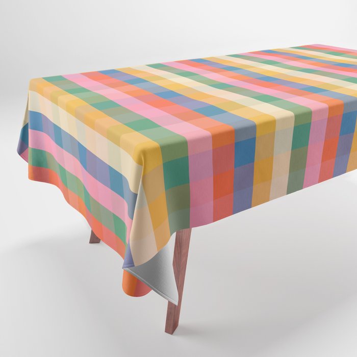 Colourful Rainbow Stripe Plaid Pattern Tablecloth Gallery Image 1
