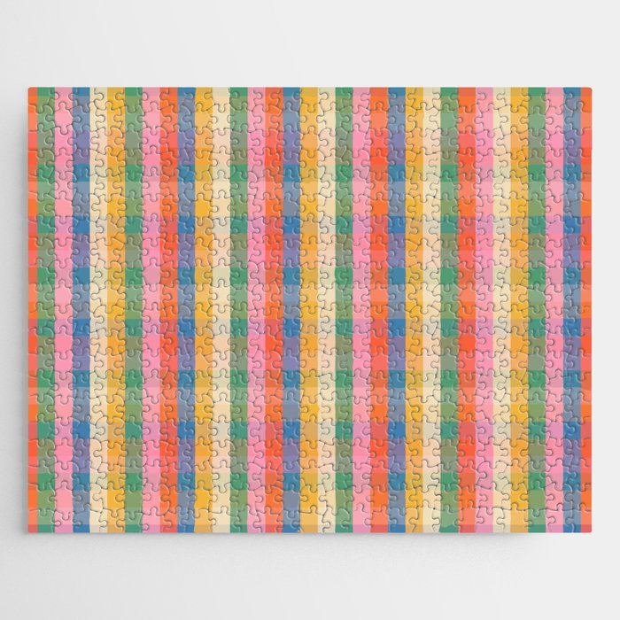 Colourful Rainbow Stripe Plaid Pattern Jigsaw Puzzle Gallery Image 1