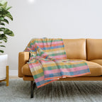 Colourful Rainbow Stripe Plaid Pattern Throw Blanket Gallery Image 1