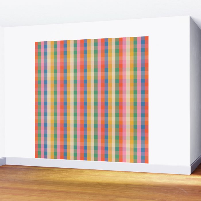 Colourful Rainbow Stripe Plaid Pattern Wall Mural Gallery Image 2
