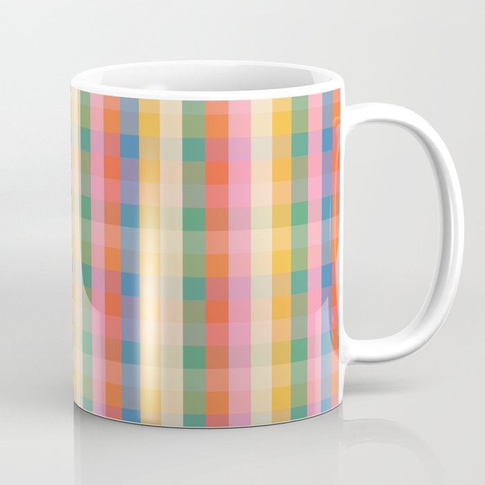 Colourful Rainbow Stripe Plaid Pattern Coffee Mug Gallery Image 1