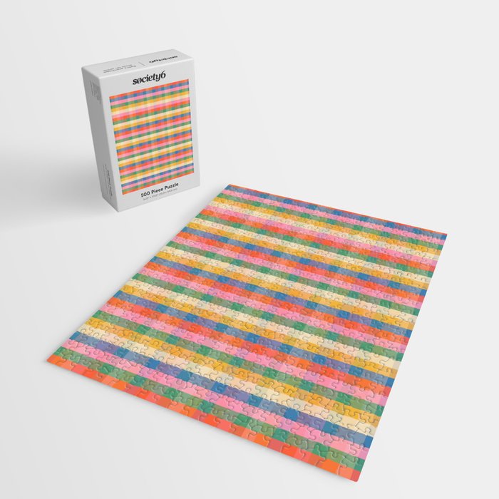 Colourful Rainbow Stripe Plaid Pattern Jigsaw Puzzle Gallery Image 2