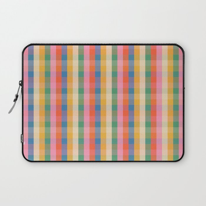 Colourful Rainbow Stripe Plaid Pattern Laptop Sleeve Gallery Image 1