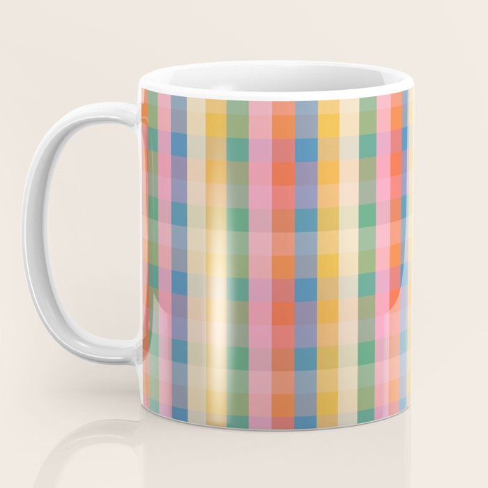 Colourful Rainbow Stripe Plaid Pattern Coffee Mug Gallery Image 3