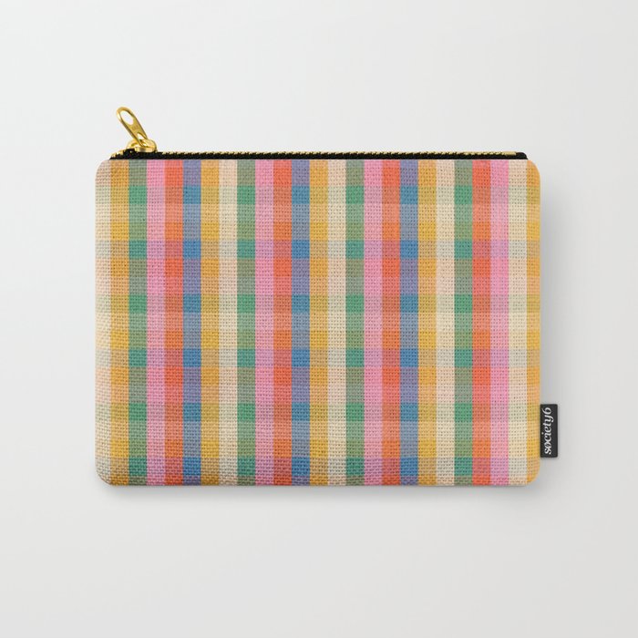 Colourful Rainbow Stripe Plaid Pattern Carry All Pouch Gallery Image 1