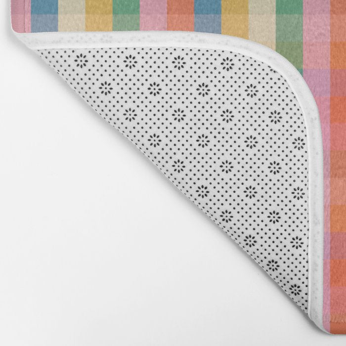 Colourful Rainbow Stripe Plaid Pattern Bath Mat Gallery Image 2