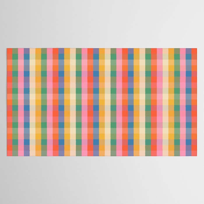Colourful Rainbow Stripe Plaid Pattern Tablecloth Gallery Image 2