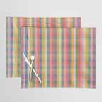 Colourful Rainbow Stripe Plaid Pattern Placemat Gallery Image 1