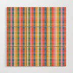 Colourful Rainbow Stripe Plaid Pattern Wood Wall Art Gallery Image 1