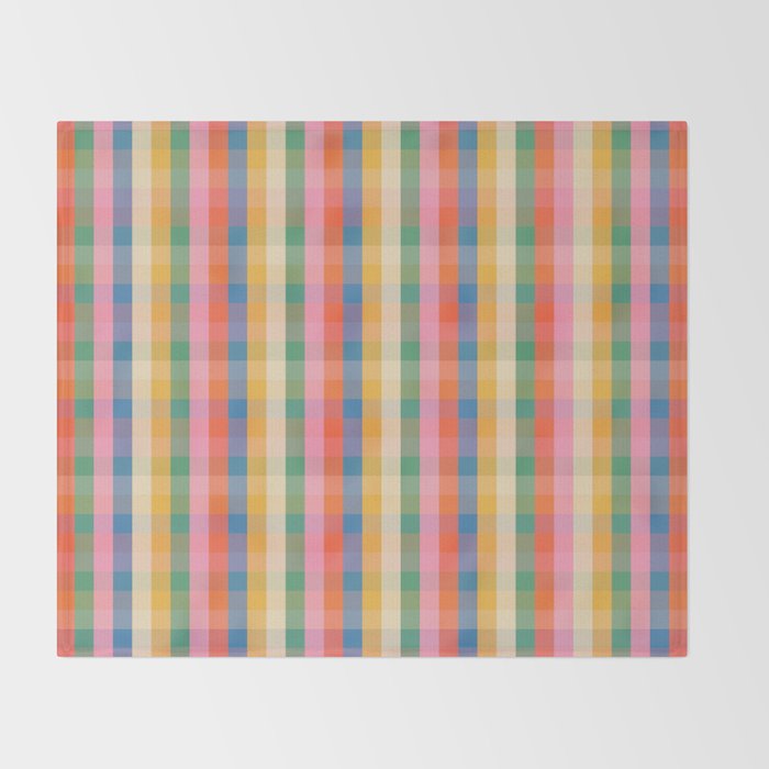 Colourful Rainbow Stripe Plaid Pattern Throw Blanket Gallery Image 2