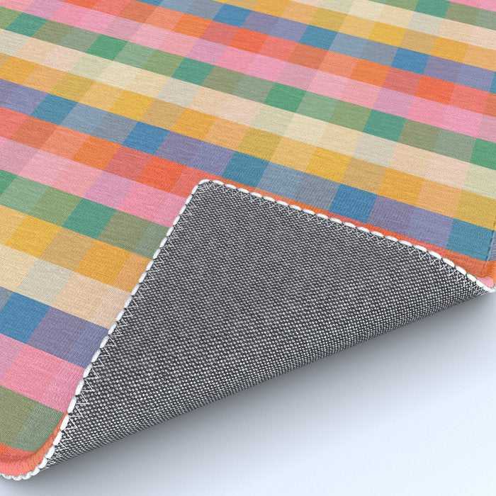 Colourful Rainbow Stripe Plaid Pattern Rug Gallery Image 4