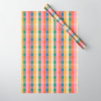 Colourful Rainbow Stripe Plaid Pattern Wrapping Paper Gallery Image 1