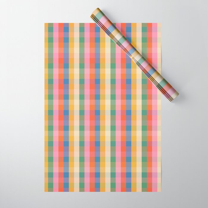 Colourful Rainbow Stripe Plaid Pattern Wrapping Paper Gallery Image 1
